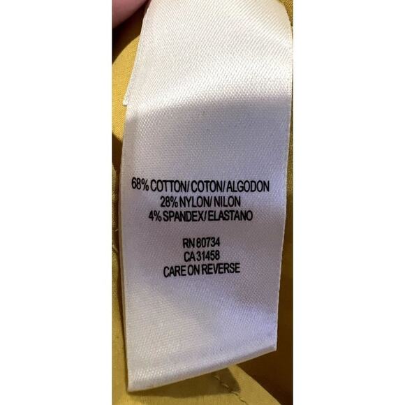 BCBGMaxazria Blouse Womens Small Yellow Stretch Dolman Sleeve Tie Waist V-Neck - Picture 9 of 12